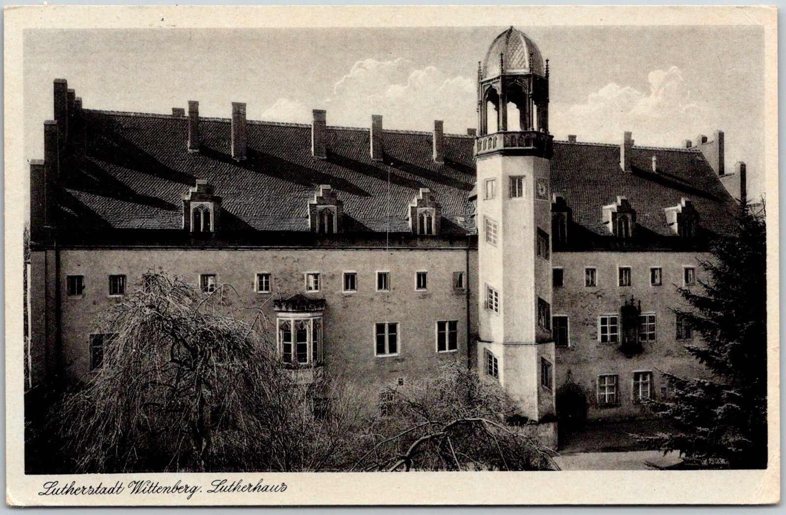 Lutherstadt Wittenberg East Germany Lutherhaus Tower 1953 RPPC Postcard