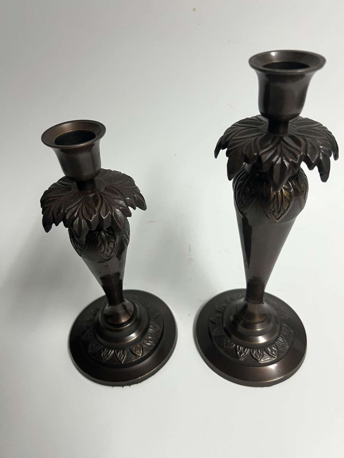 Solid Brass Vintage Pair Of Candlesticks Holders Brown