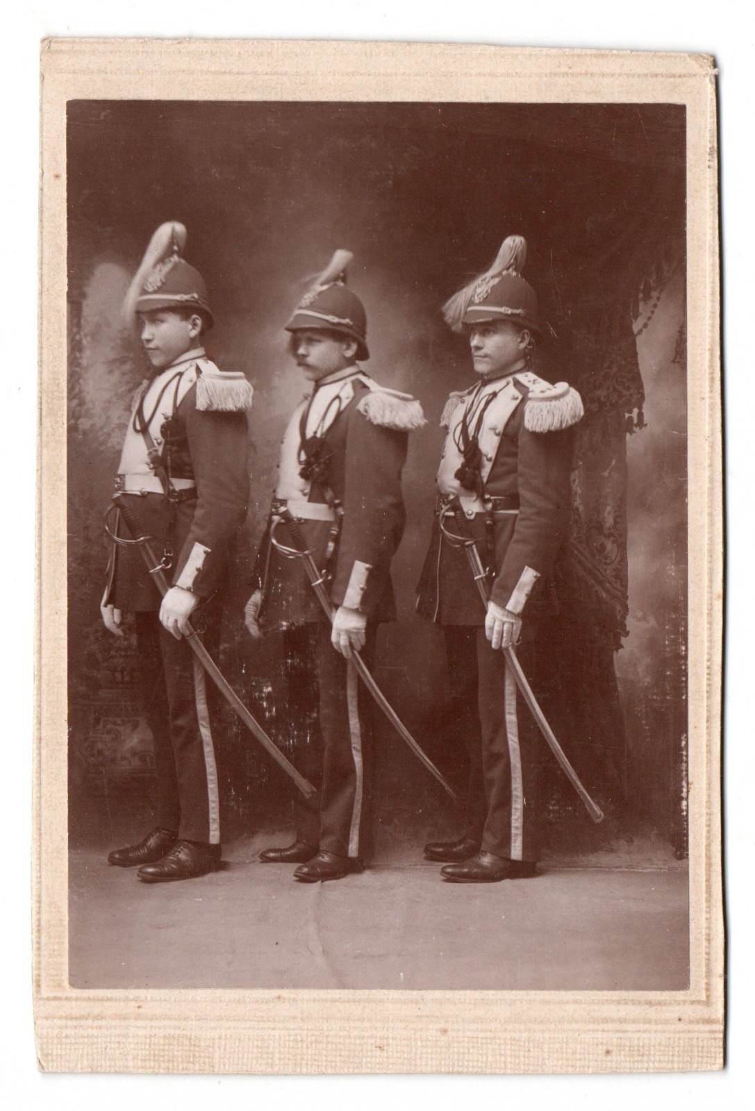 1880s Indian War Era Cabinet Card Photo US Army Soldiers Full Military Uniform