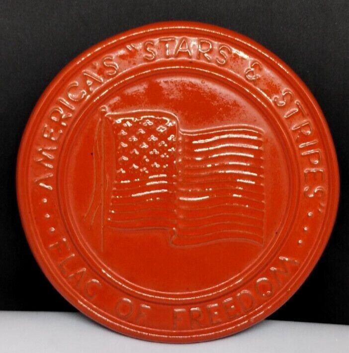 Vtg Frankoma Pottery Trivet...America\'s Stars & Stripes