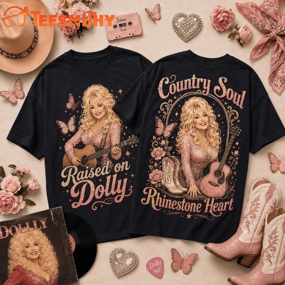 Raised on Dolly Parton Country Soul Rhinestone Heart T Shirt