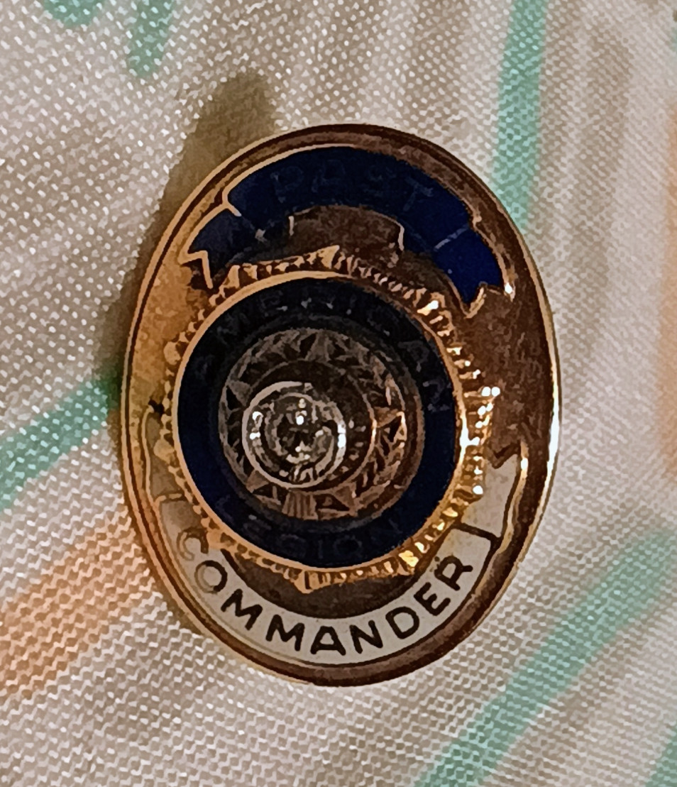 Vintage American Legion Past Post Commander Pin Diamond 10k Gold White 