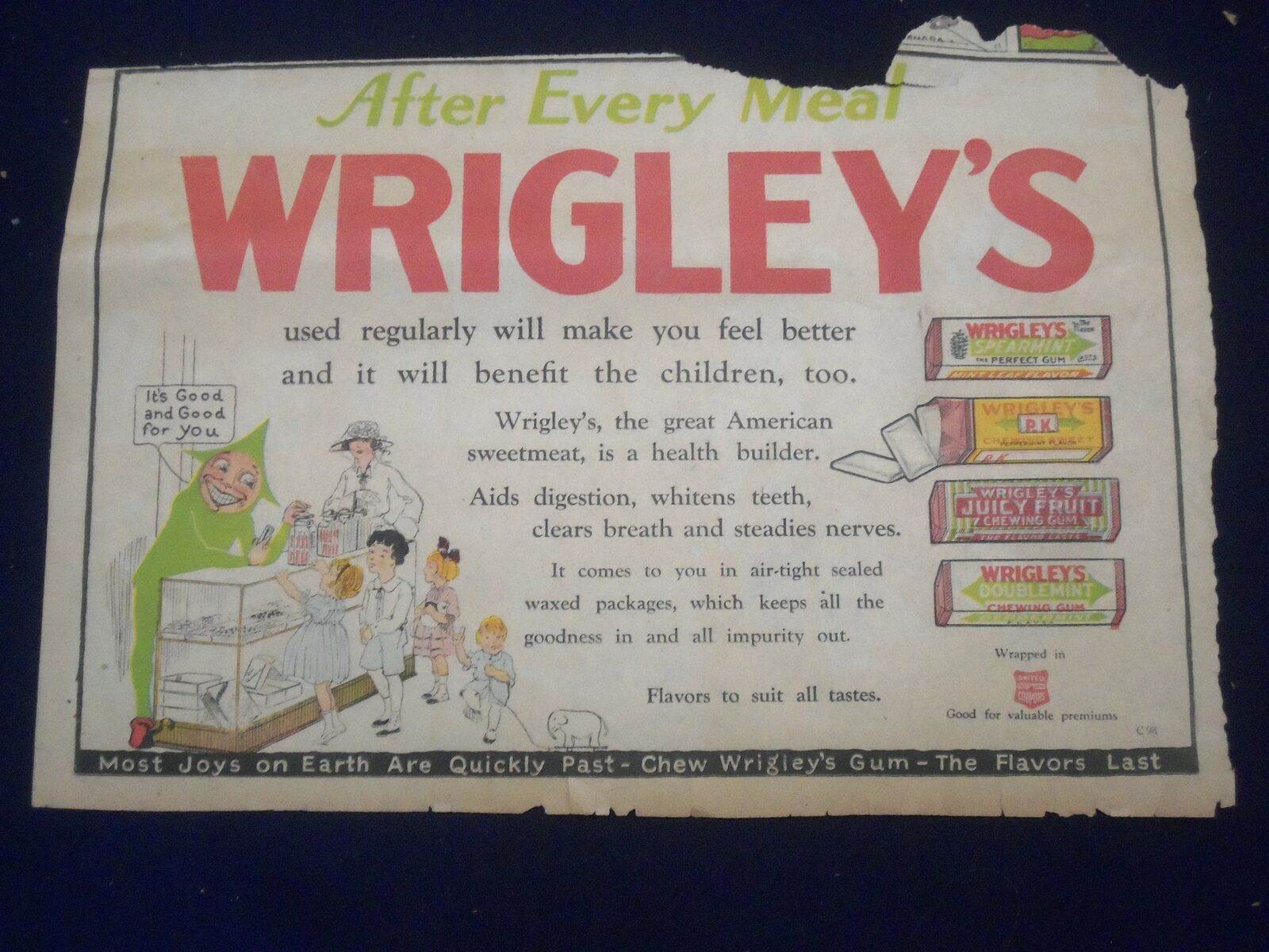 1920\'S WRIGLEY\'S CHEWING GUM COLOR COMICS AD - NP 5260