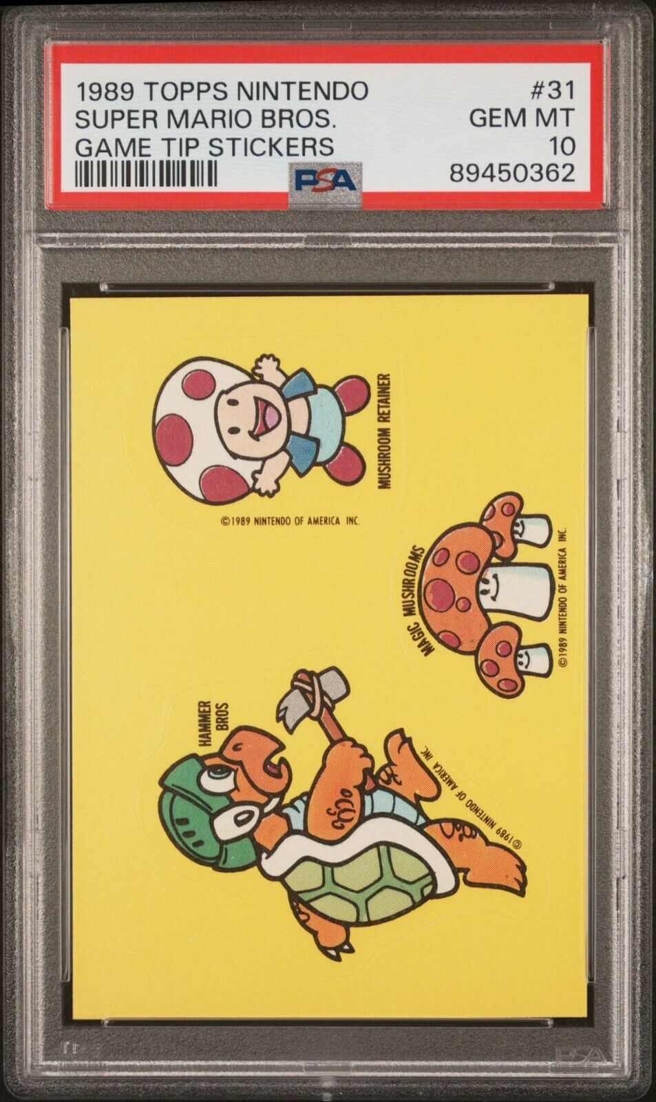 1989 SUPER MARIO BROS #31 Topps Nintendo Game Tip Stickers PSA 10 RARE GEM MT