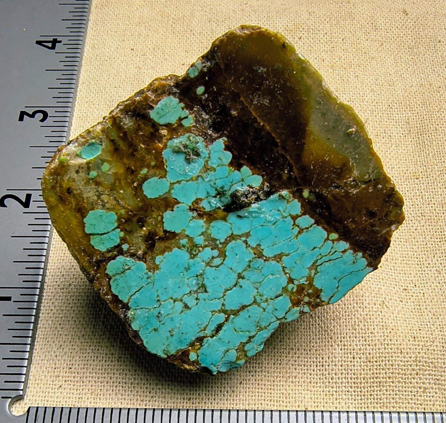 Number 8 Blue Turquoise Brown Rough Cabbing Slab Rock Specimen 116 Gram 30-17