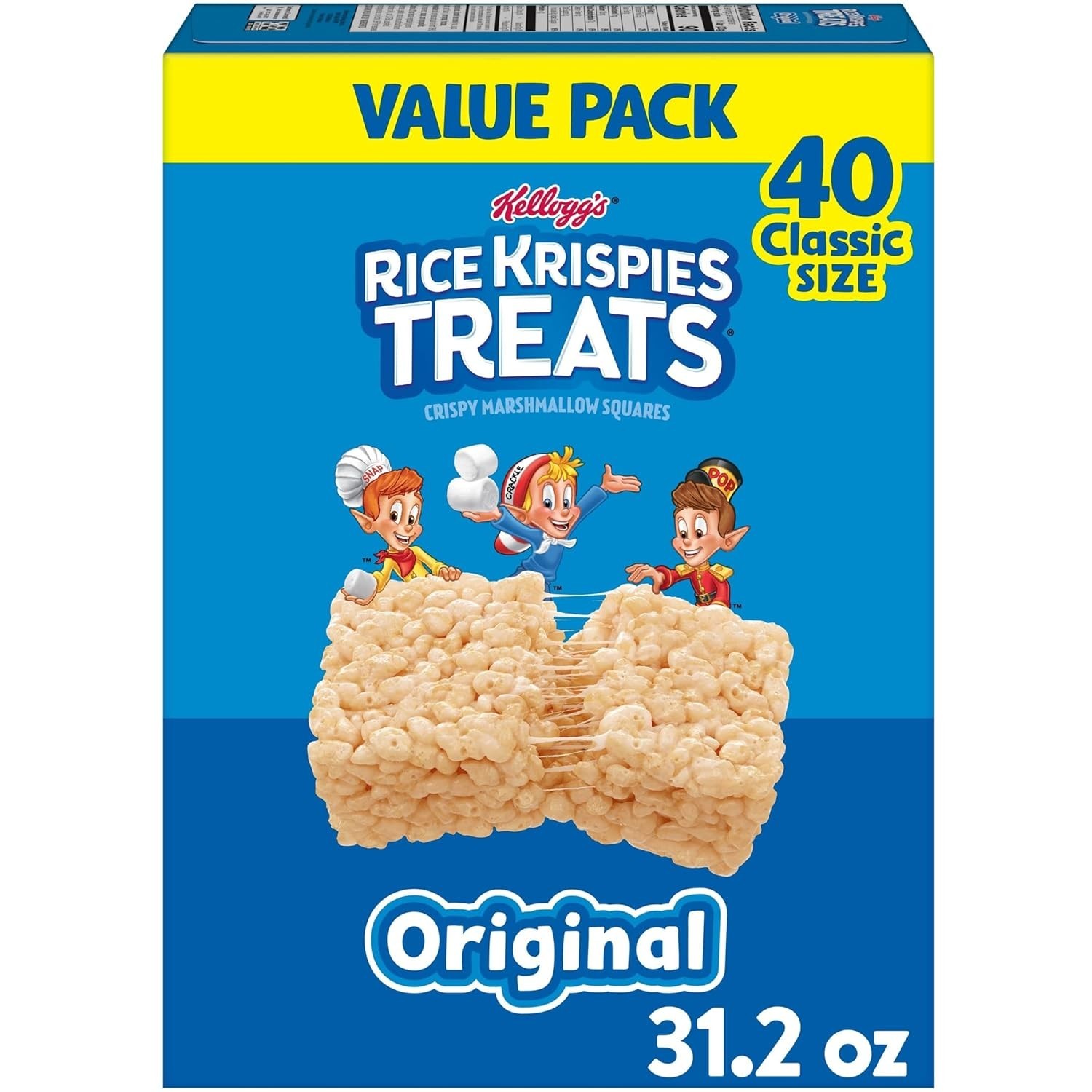 Rice Krispies Treats Crispy Marshmallow Squares, Kids Snacks, Cereal Bars, Origi