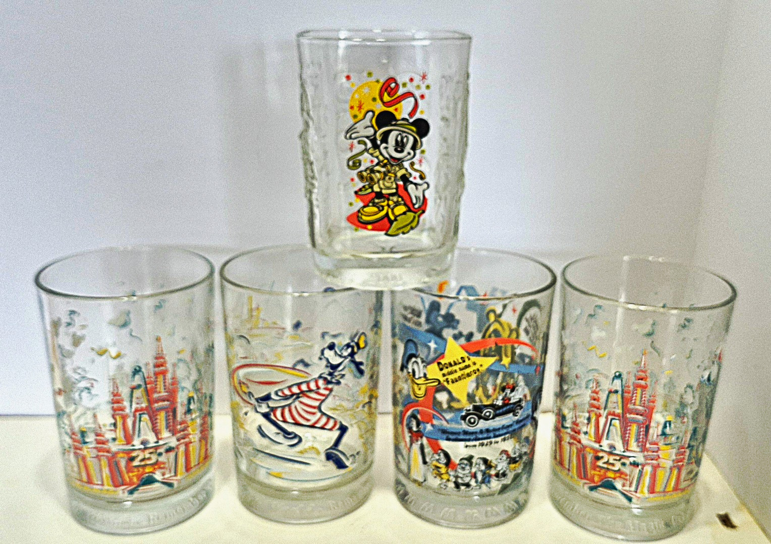 Vintage 1996 Mc Donald's WALT DISNEY World 25th Anniversary Glasses Set Of 4 + Vintage 1996 Mc Donald's WALT DISNEY World 25th Anniversary Glasses Set Of 4 +