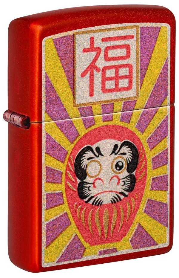 Zippo Daruma Doll Japanese Good Luck Metallic Red Windproof Pocket Lighter New