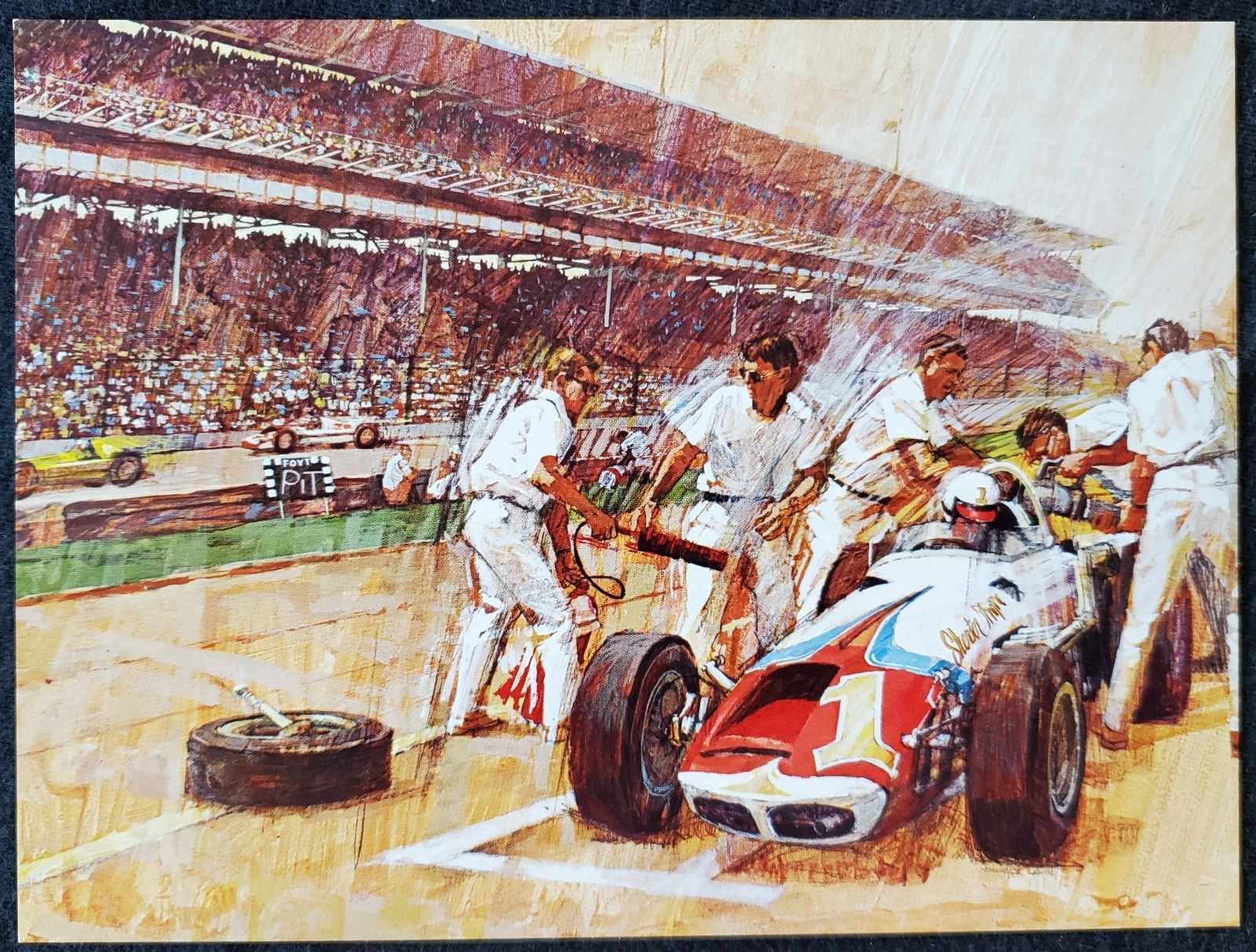 1964 AJ Foyt Indianapolis Indy 500 IMS IndyCar Maurice Lewice 7x9 Post Card