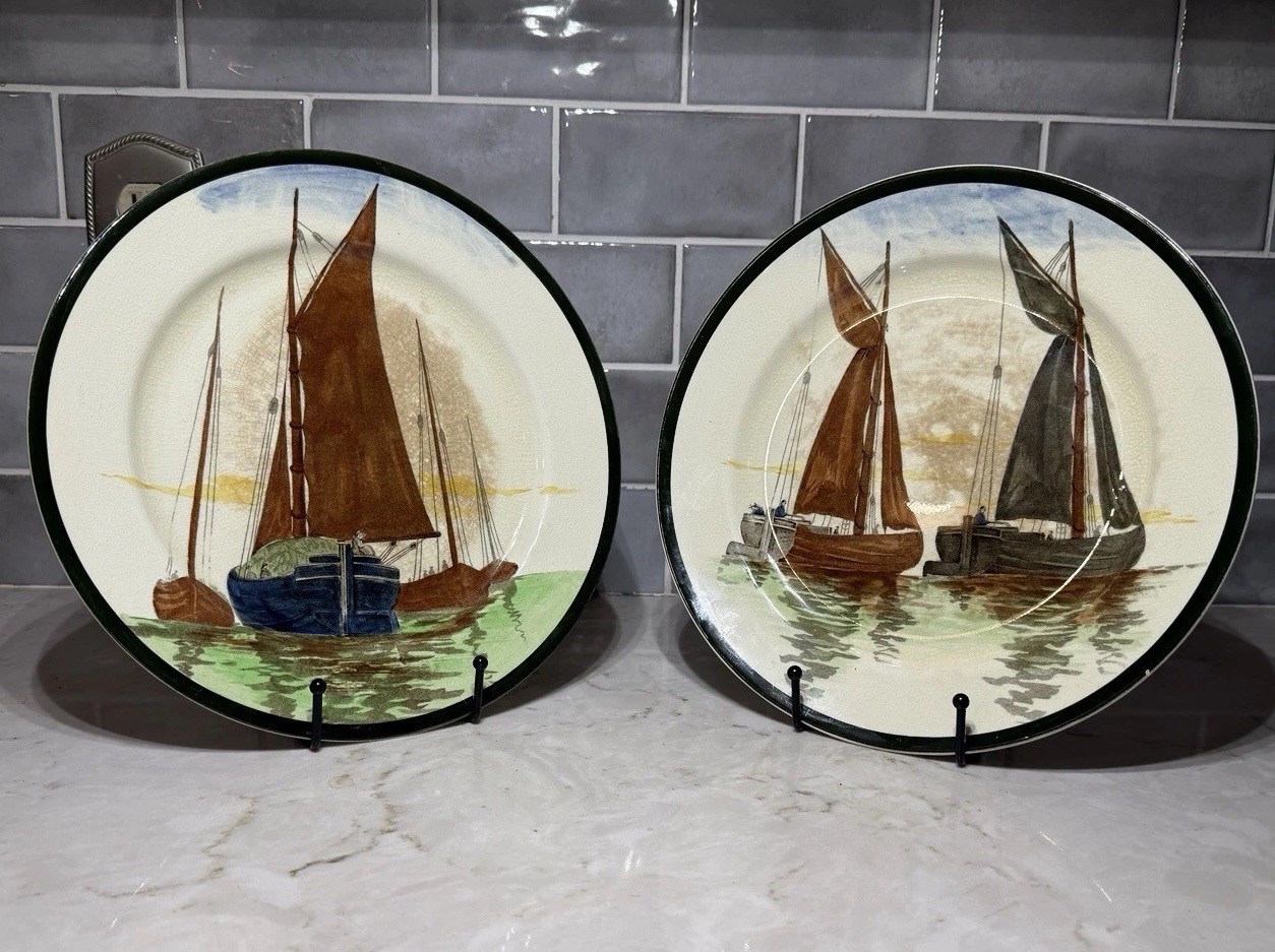 2 Royal Doulton Ships B D2551 Dinner Plates 10.5” Life on the Ocean Wave Series