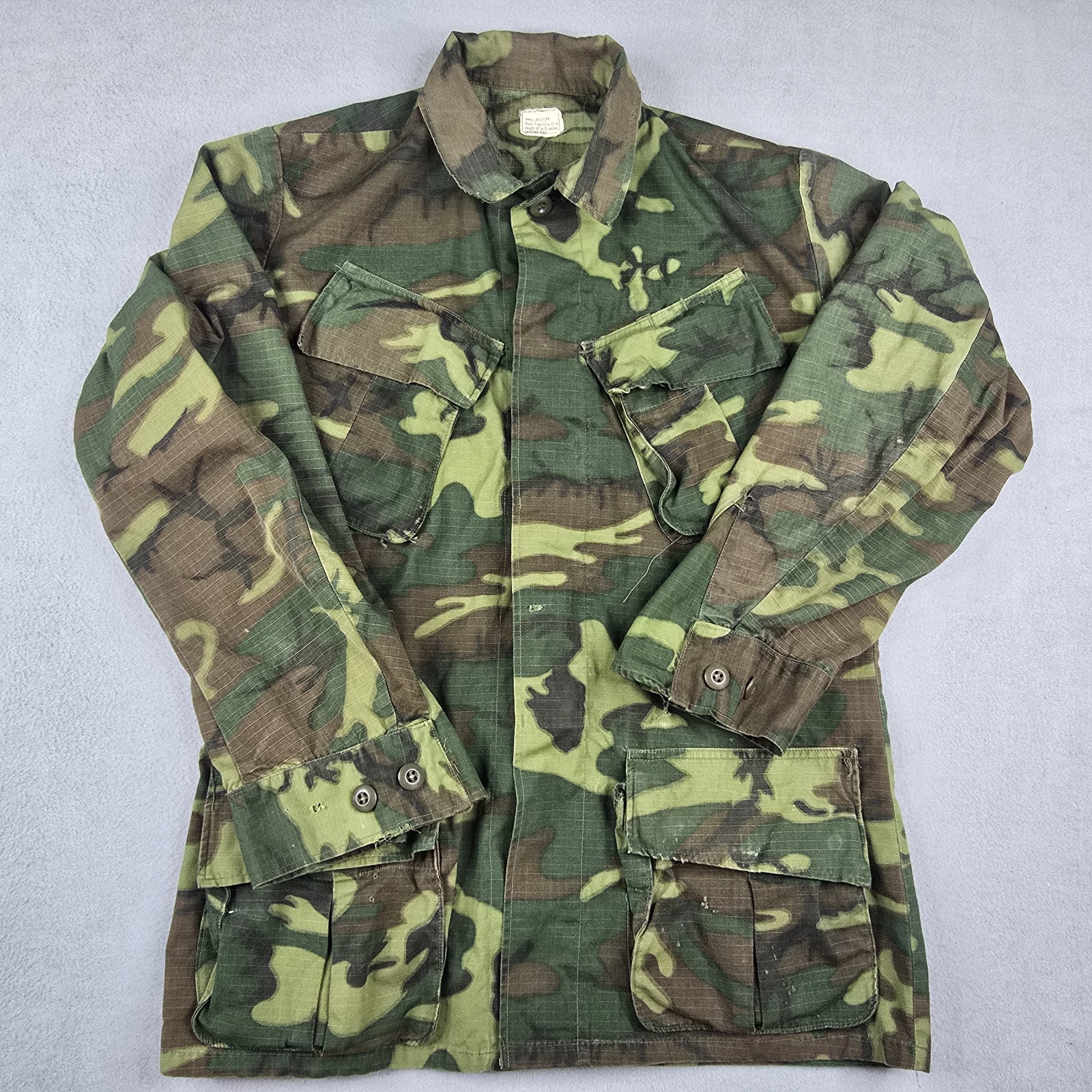 VTG 1968 Vietnam War ERDL Camo Jungle Jacket Small Regular Ripstop DSA-100-68