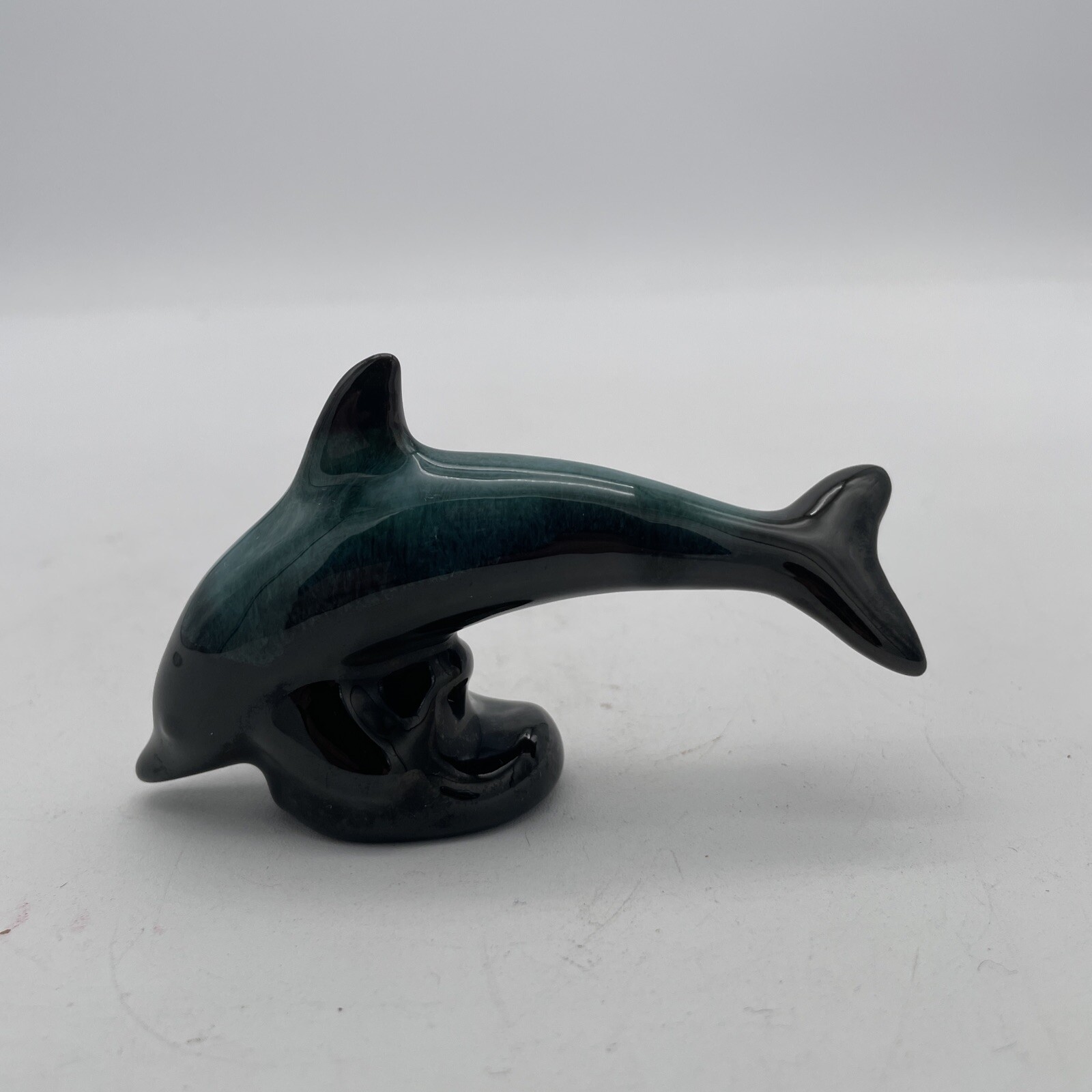 Blue Mountain Pottery Dolphin Figurine 4.25w X 2.25h Drip Glaze Canada Vintage