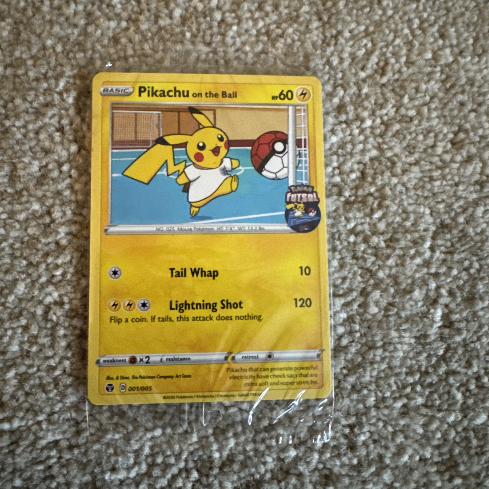 Pikachu on the Ball Pokemon Futsal 001/005 SEALED - Pokemon TCG