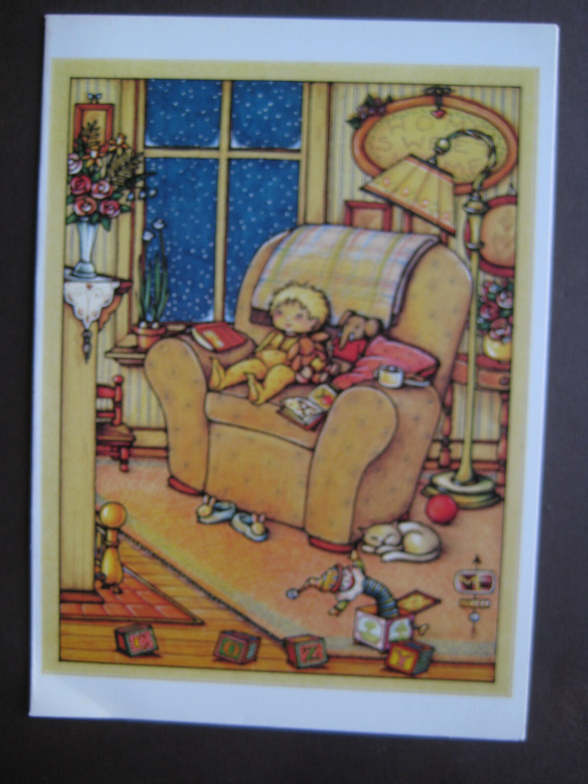 UNUSED 1982 vintage greeting card Mary Engelbreit BLANK Cozy