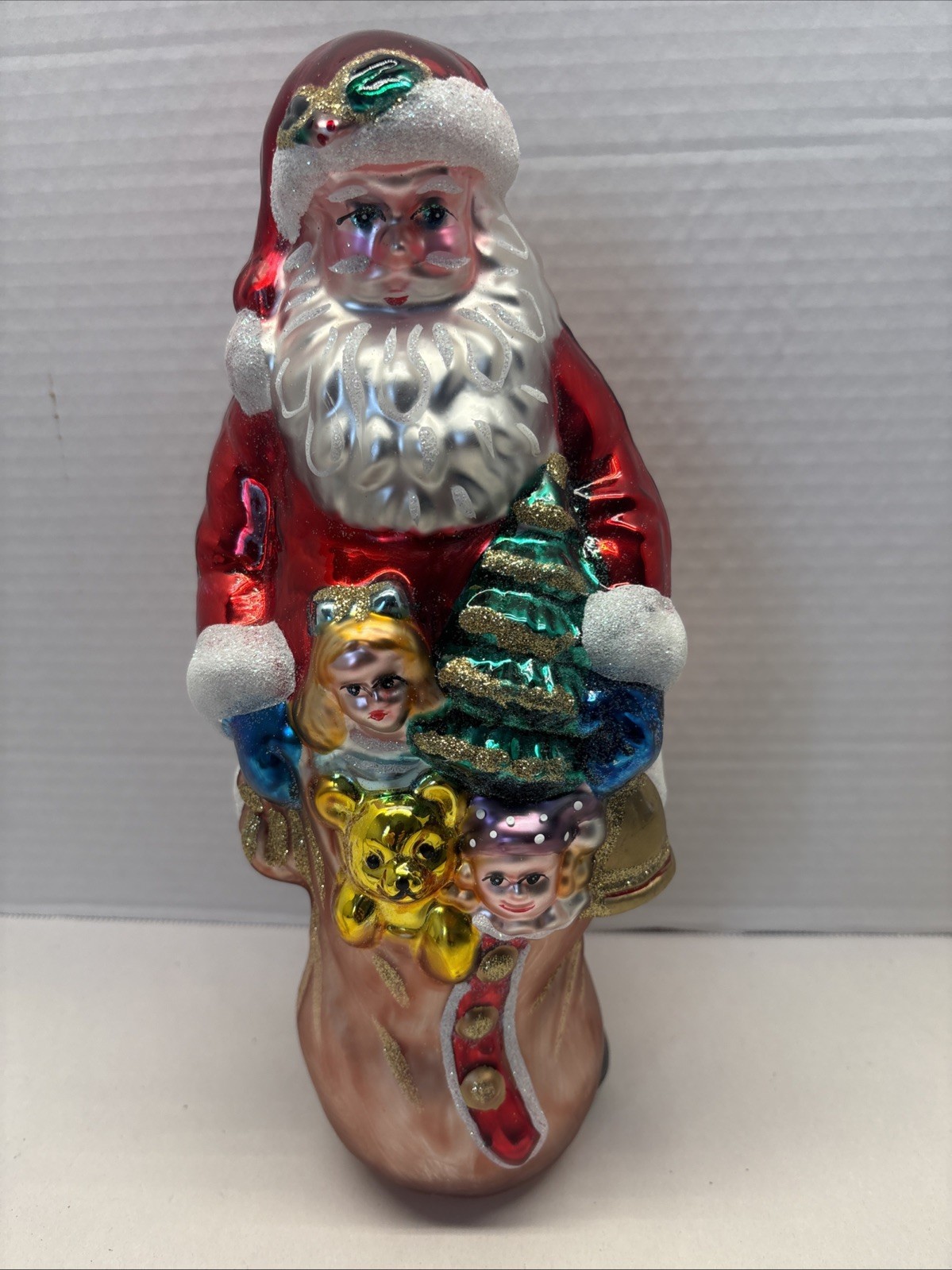 PESCHKA Vintage 1996 Glass Santa Claus Christmas  11” Table Decor 