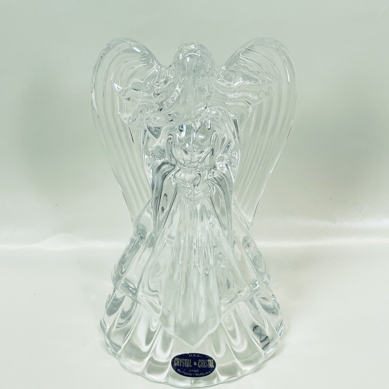 VINTAGE DePlomb Lead Crystal Angel Candle Holder Made in USA Beautiful Angel