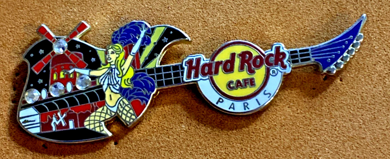 HARD ROCK CAFE PARIS FRANCE SHOWGIRL WINDMILL JEWELED GUITAR LE 300 PIN
