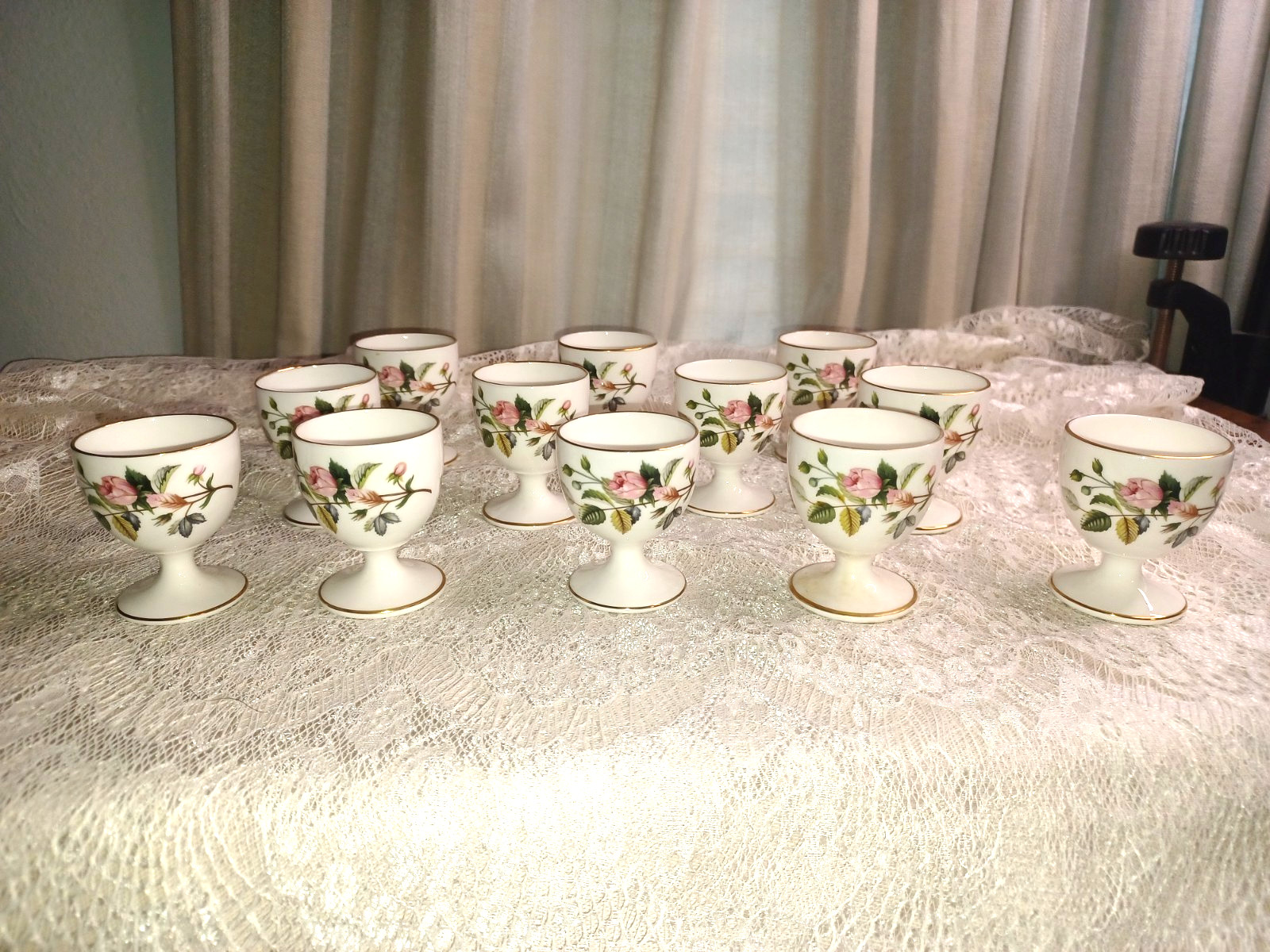 Vintage Wedgwood Hathaway Rose Pedestal Egg Cups