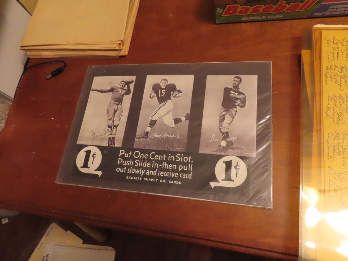1950 Pro Football Exhibit card display Frankie Albert Fred Morrison Irv Comp bxl