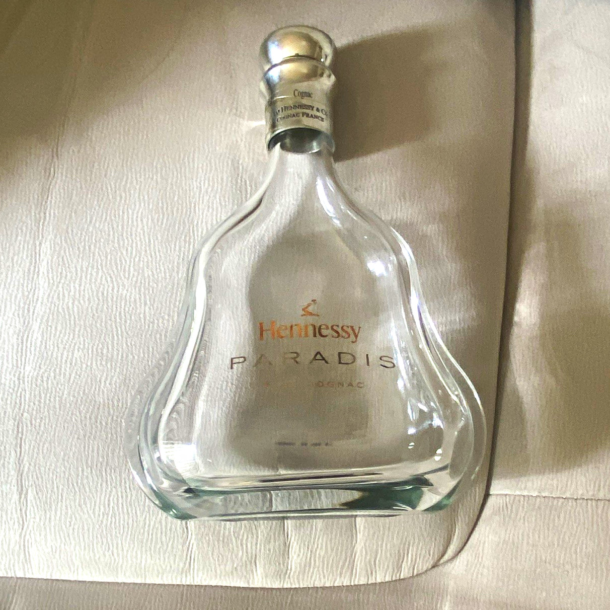 Hennessy Paradis Cognac Clear Glass Decanter Bottle with TWO Stopper