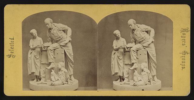 Uncle Ned's School 1873 African American Girl Teaching Man to Read Stereograph