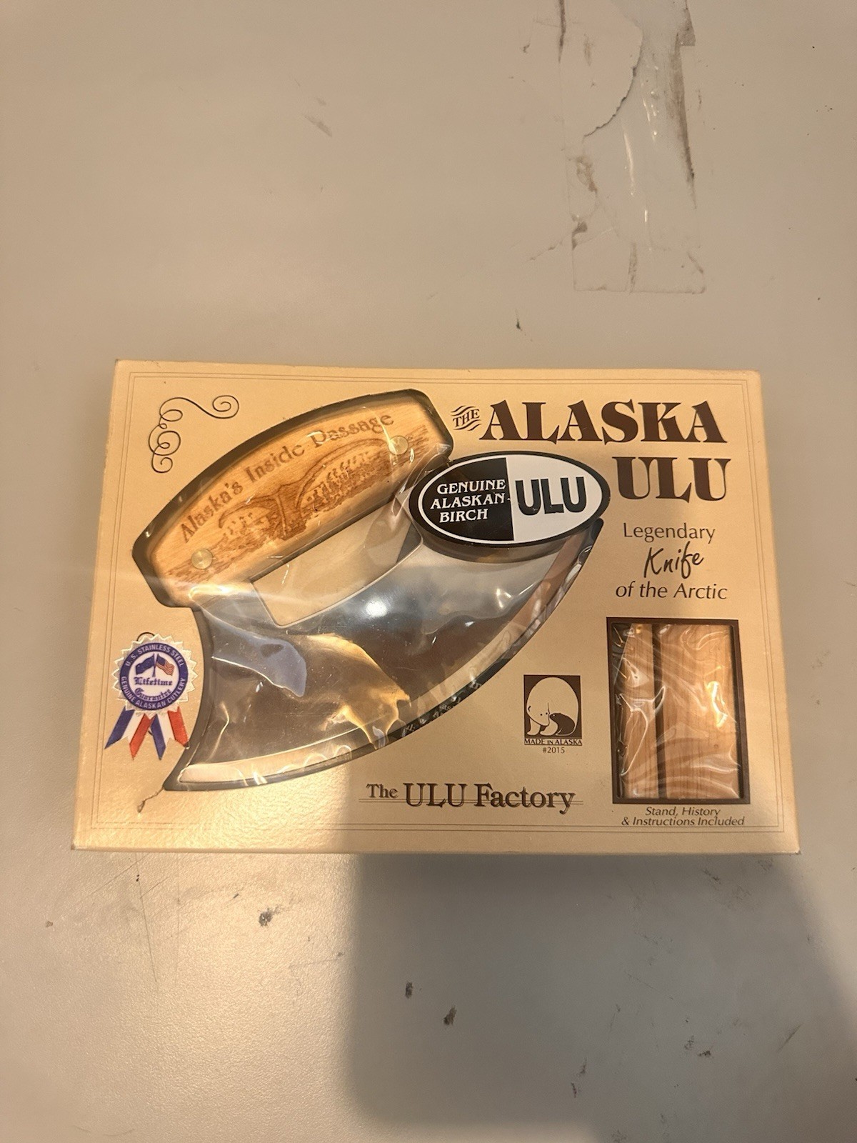 ALASKA ULU LEGENDARY KNIFE OF THE ARTIC-FROM THE ULU FACTORY-STAND, BOOKLET-NEW