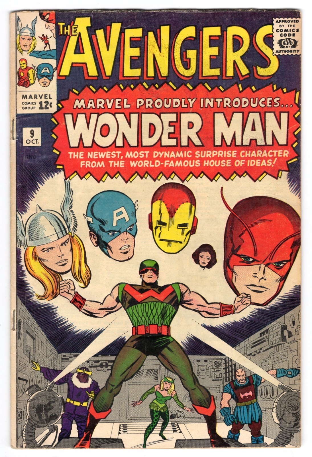 Avengers 9 1964 Marvel Comics VG 4.0 1st App Wonder Man Captain America Thor