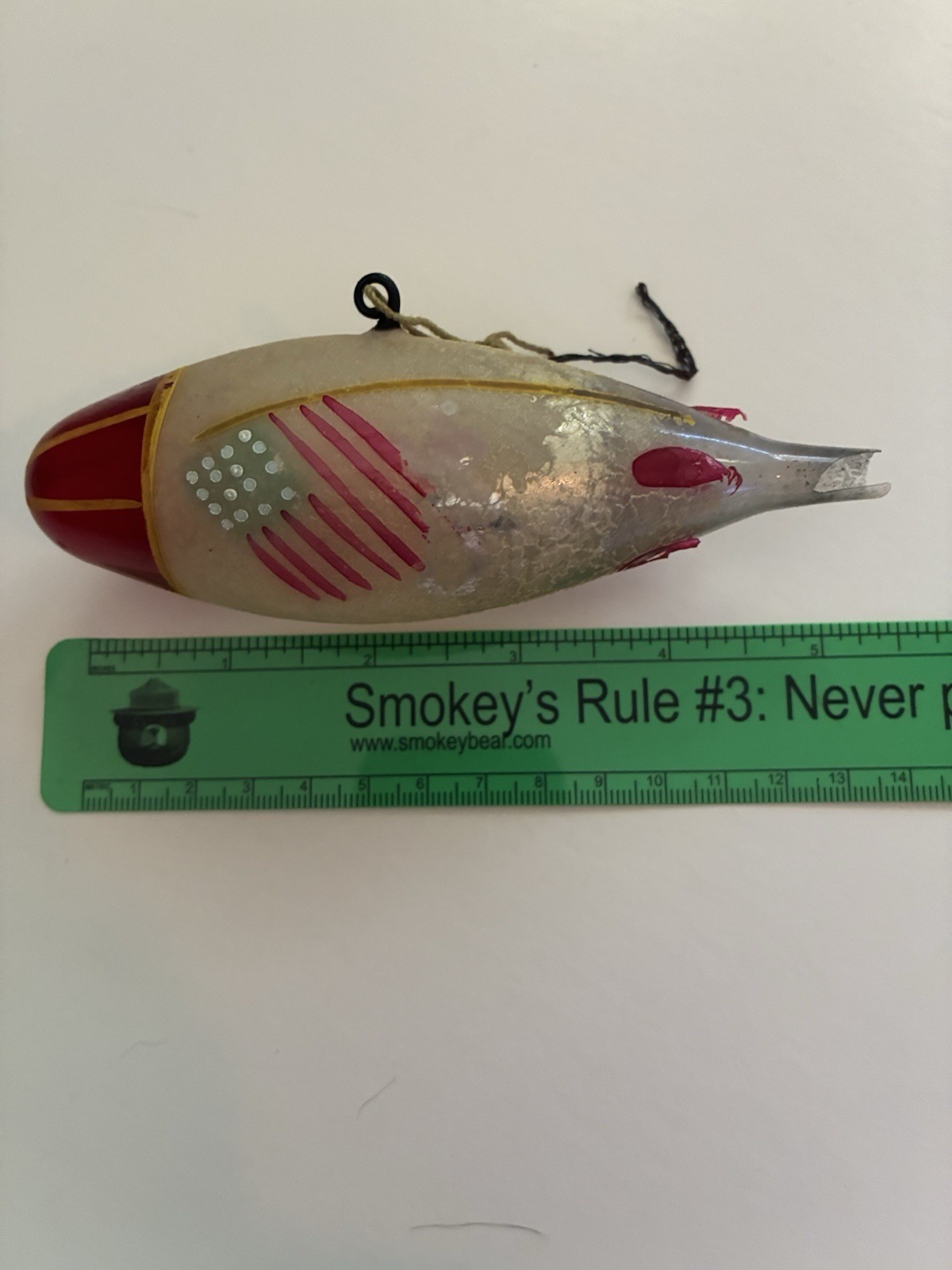 C1915 Antique German Zeppelin American Flags Painted Ornament As Found Cond