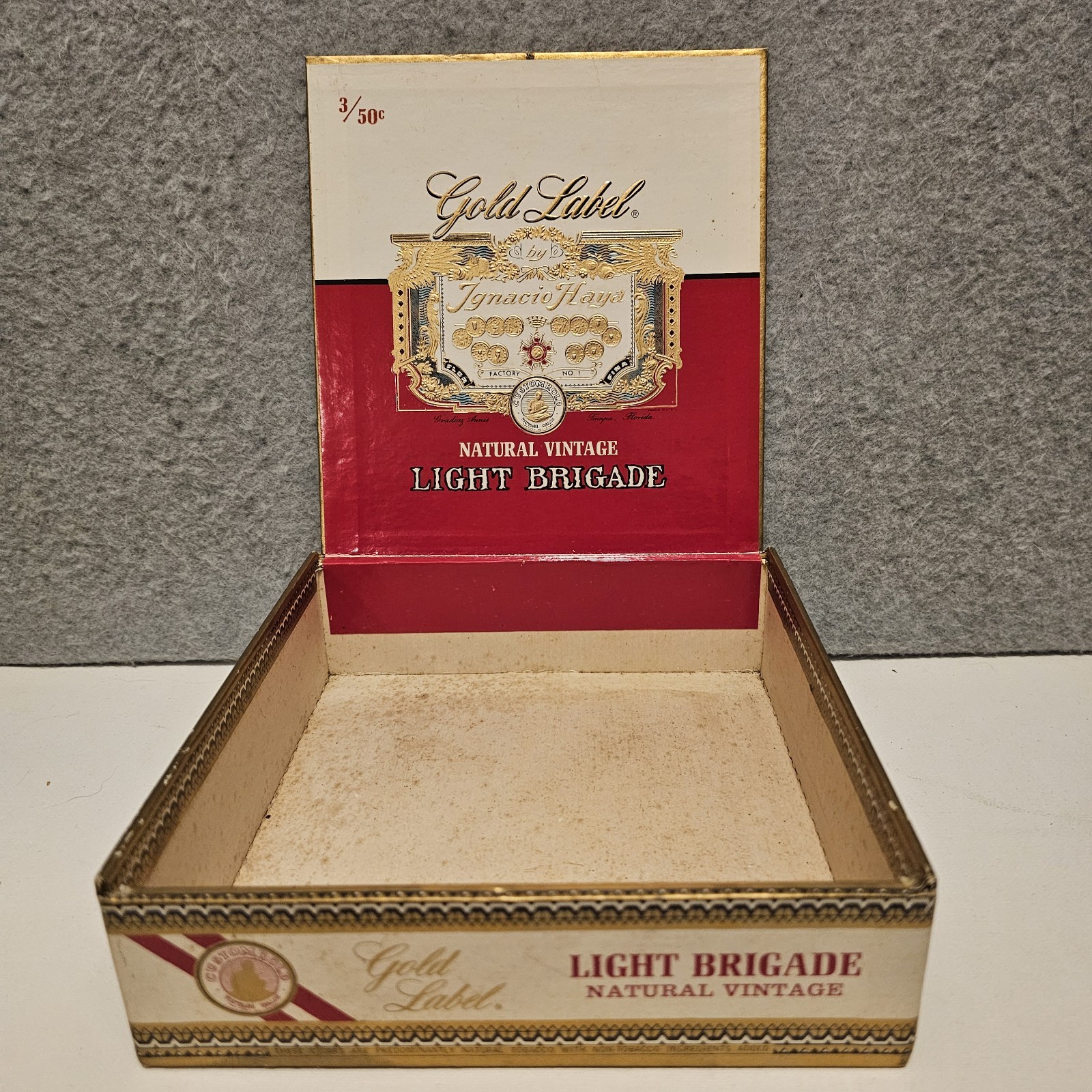 RARE Vintage Ignacio Haya Gold Label Cigar Box Light Bricade Ybor City FL