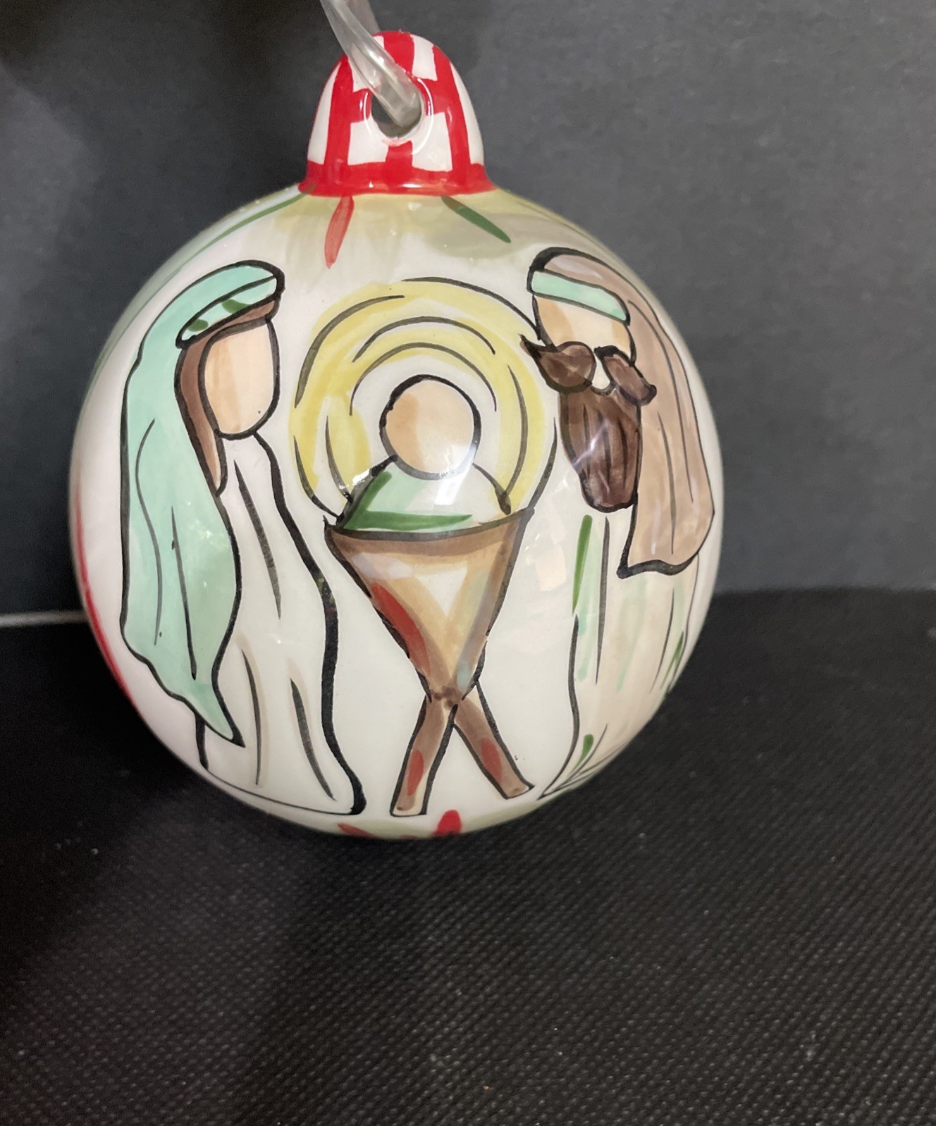 GLORY HAUS CHRISTMAS ORNAMENT NATIVITY ~ HOLY FAMILY ~  CERAMIC Ball Large Mint