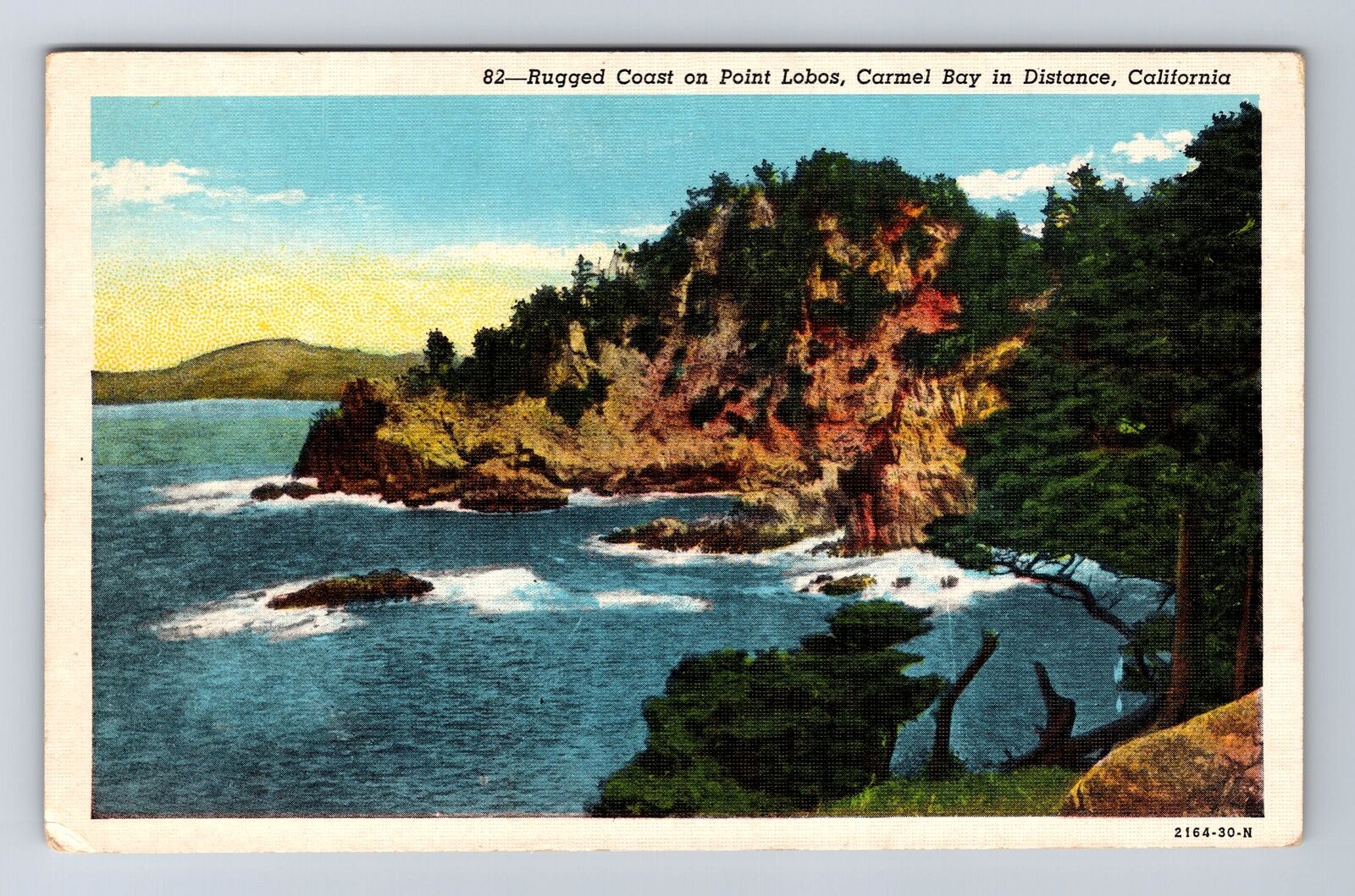 CA-California, Rugged Coast On Point Lobos, Carmel Bay, Vintage Postcard