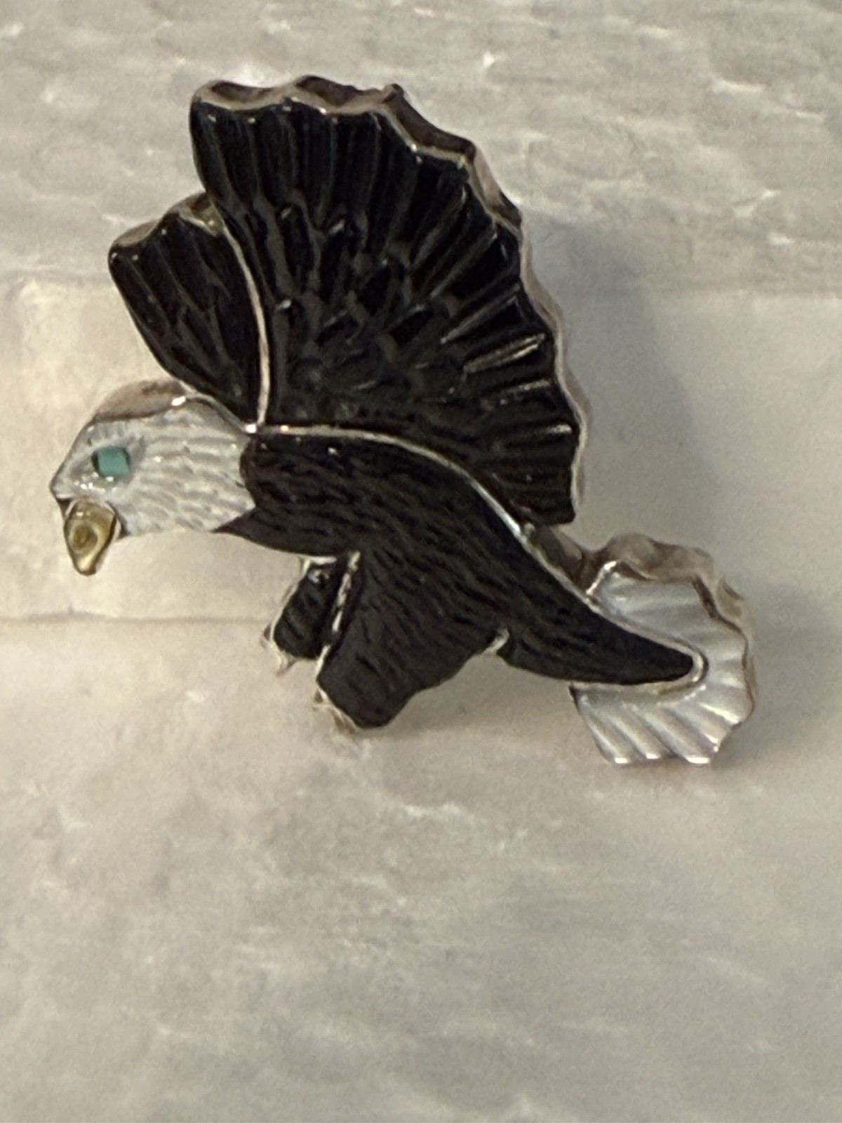Vintage Zuni Andrea Lonjose Shirley Sterling Silver Eagle Brooch Pendant