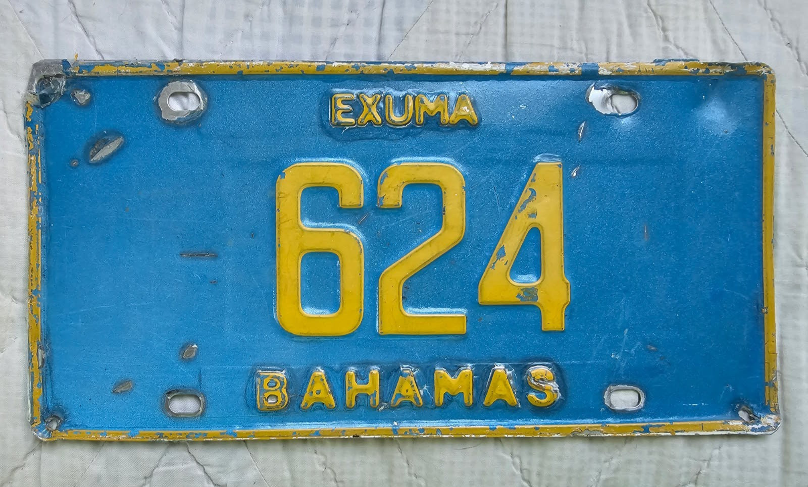 Vintage 2000s-2010s Metal Exuma Bahamas License Plate- 624