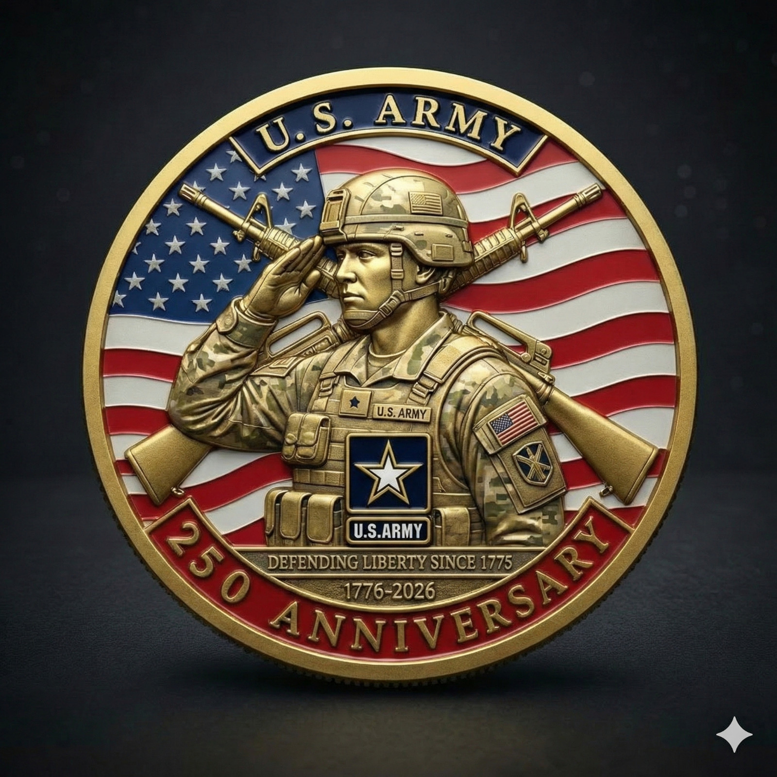 250th Anniversary US Army Challenge Commemorative Coin 3D Medal .999 Copper