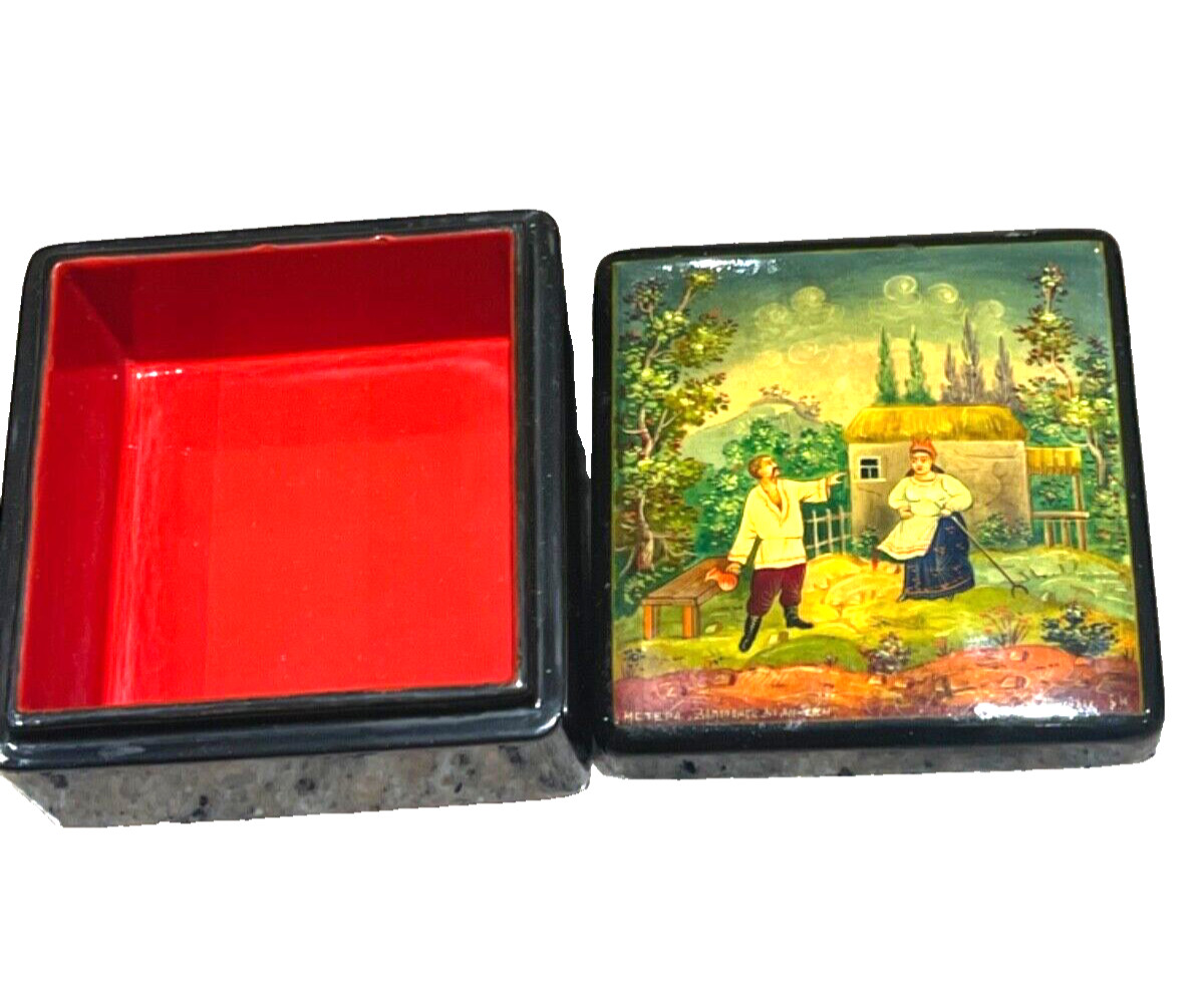 🔥LOOK🔥 EARLY UKRAINIAN XUTOR 1970’s BEAUTIFUL GENUINE USSR MSTERA LACQUER BOX