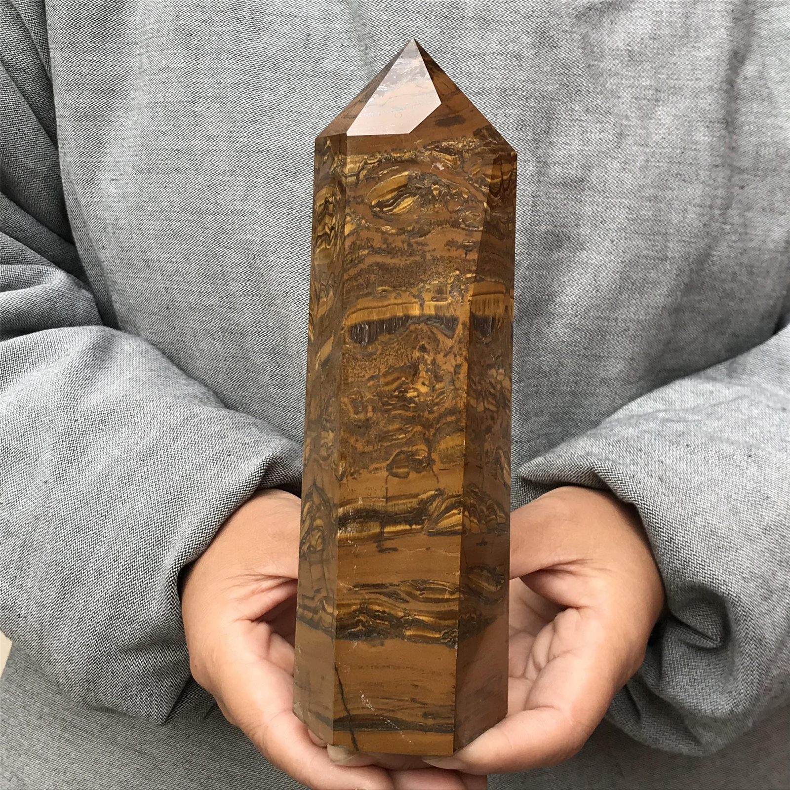 1.91LB Natural Tiger’s Eye Quratz Crystal Obelisk Tower Crystal Wand Point 1.91LB Natural Tiger’s Eye Quratz Crystal Obelisk Tower Crystal Wand Point