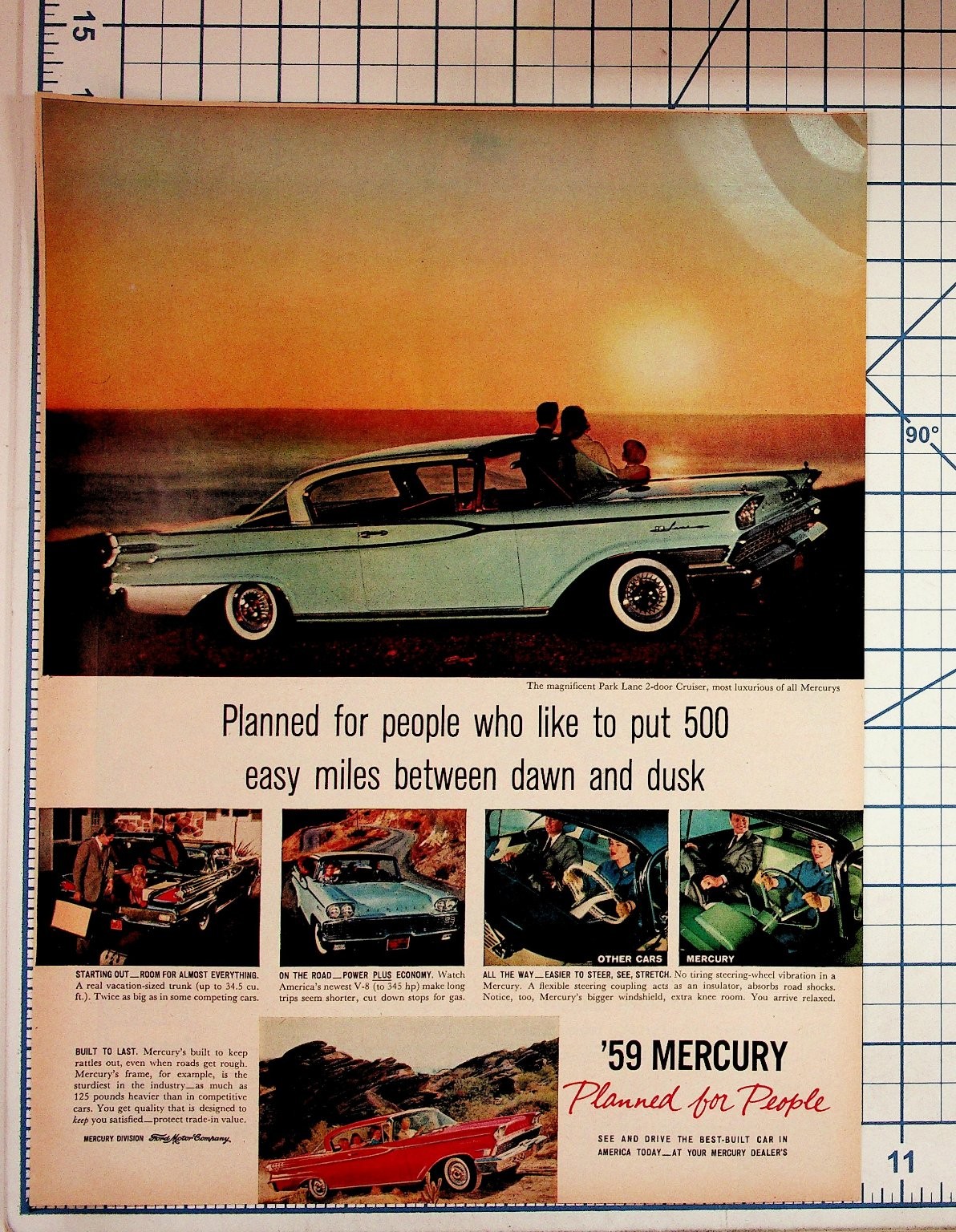 1959 Mercury Park Lane Cruiser Car Original Vintage Magazine Ad Ephemera