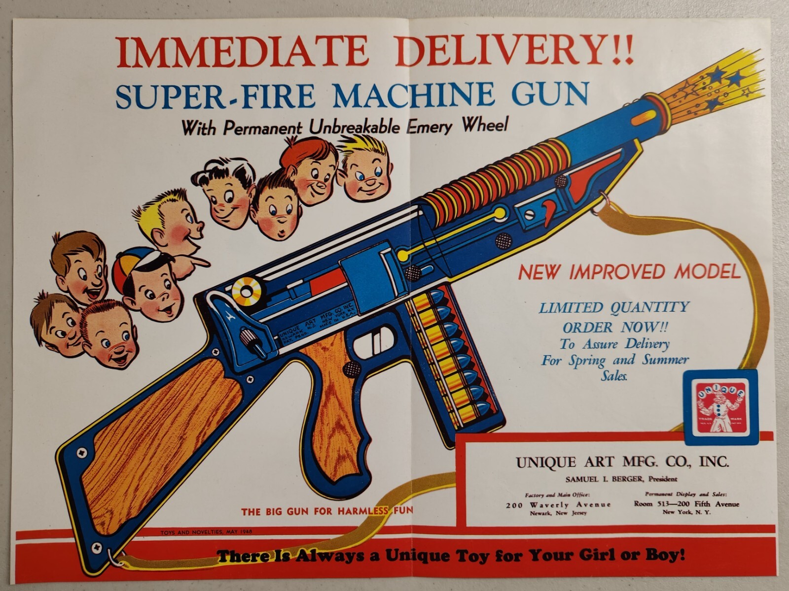 1948 Print Ad Super-Fire Toy Machine Guns,Various Others Unique Art Newark,NJ