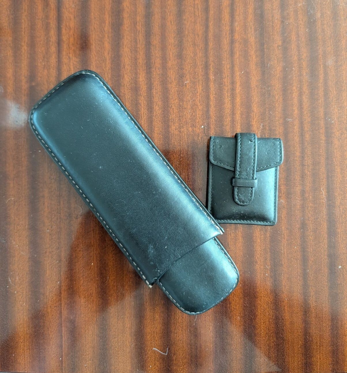 Coach Black Leather Cigar Holder and Cutter