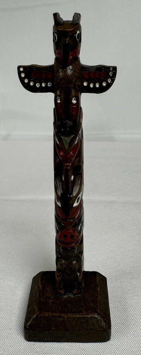 Vintage Hand Painted Boma Totem Pole 6”