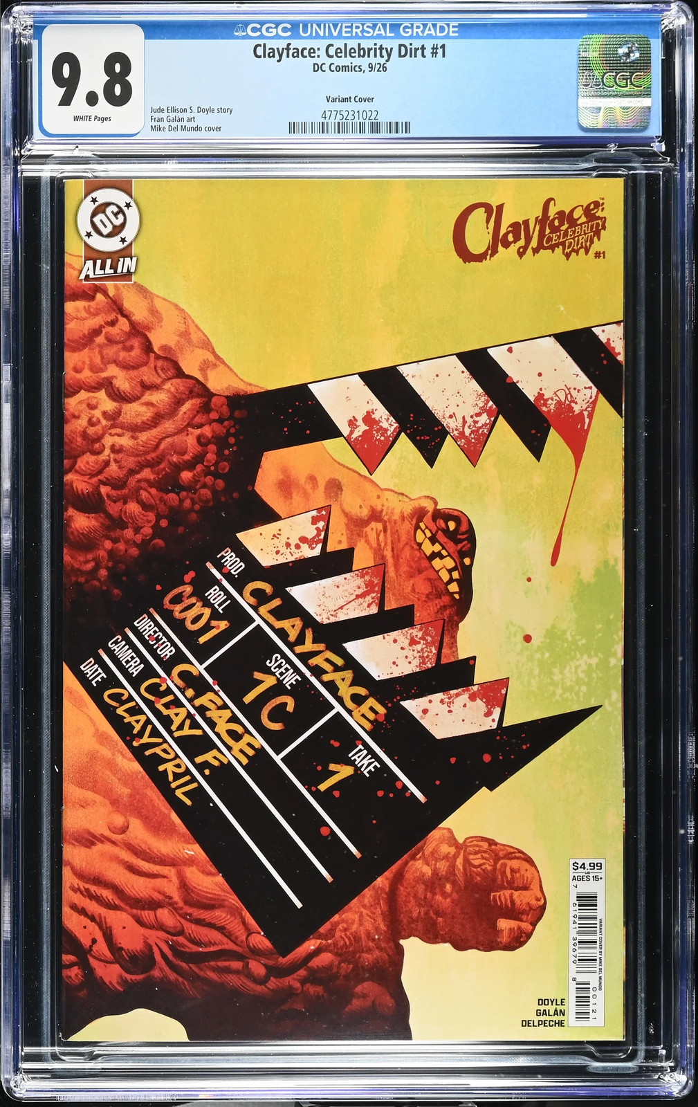 CLAYFACE CELEBRITY DIRT #1  CVR B MIKE DEL MUNDO VAR | CGC 9.8