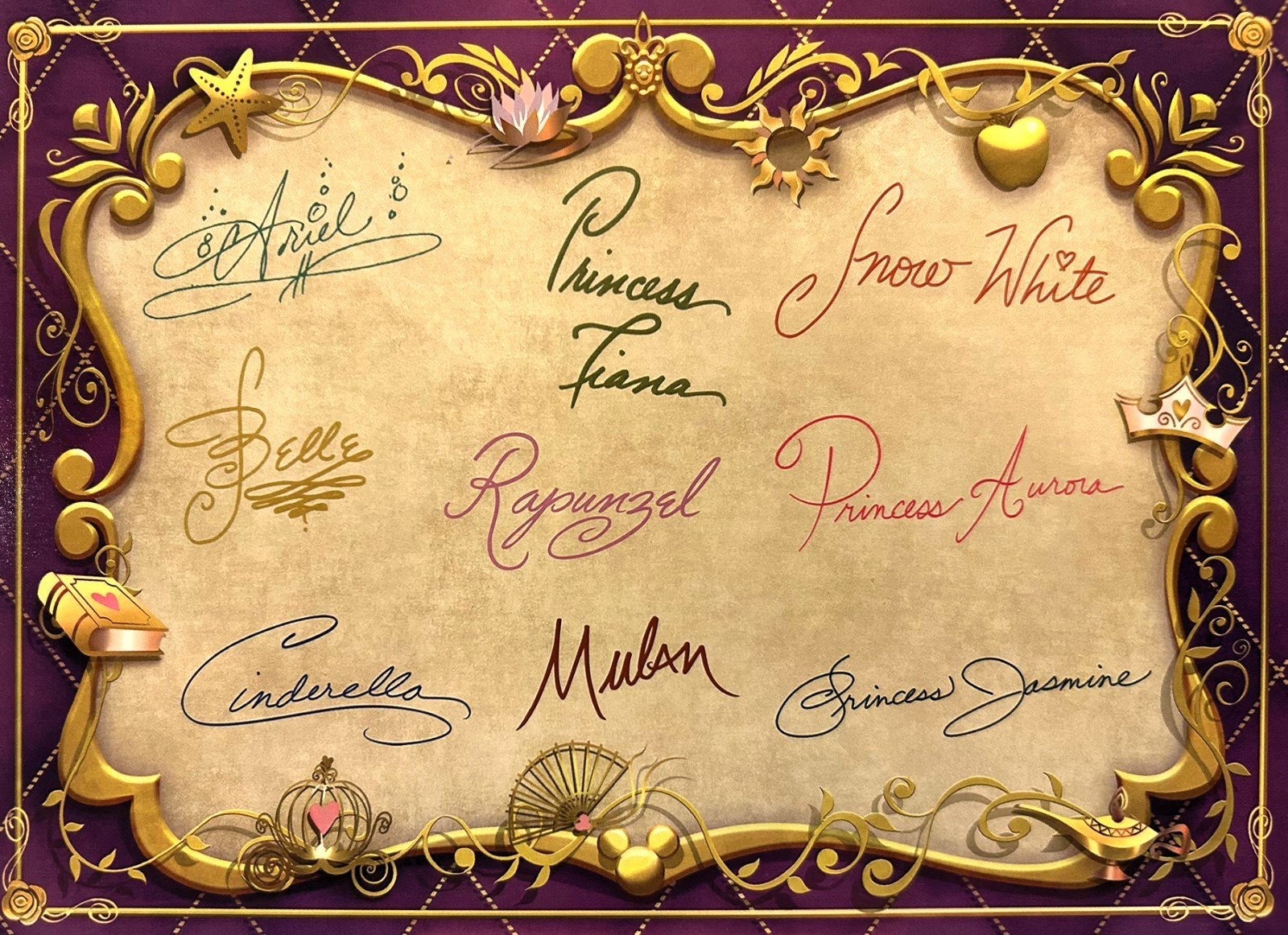 Akershus Royal Princess Dining Autograph Card Disney World EPCOT Ariel Belle