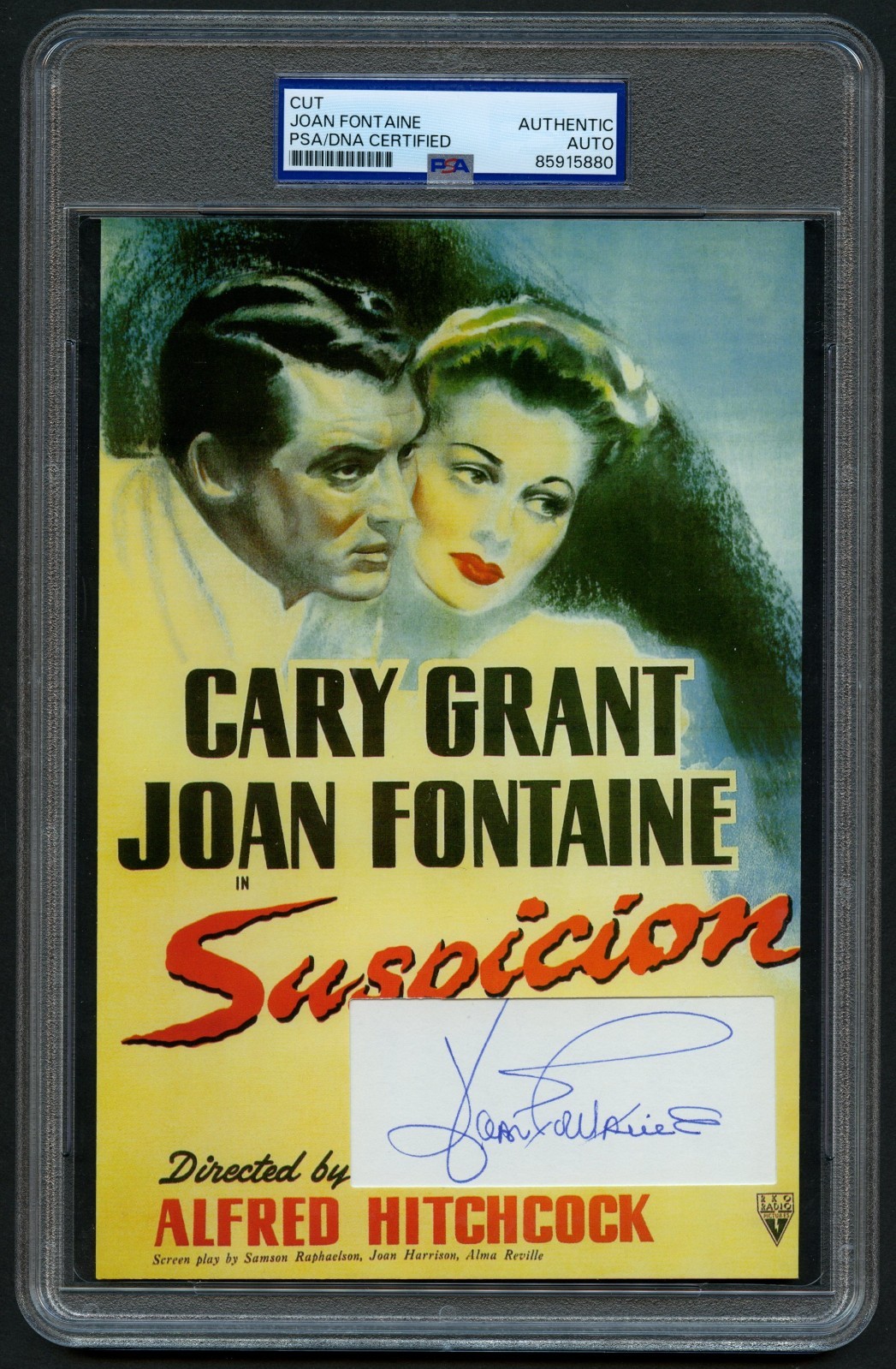 Joan Fontaine signed autograph 5.5x8 Actress Suspicion Poster Custom Cut PSA