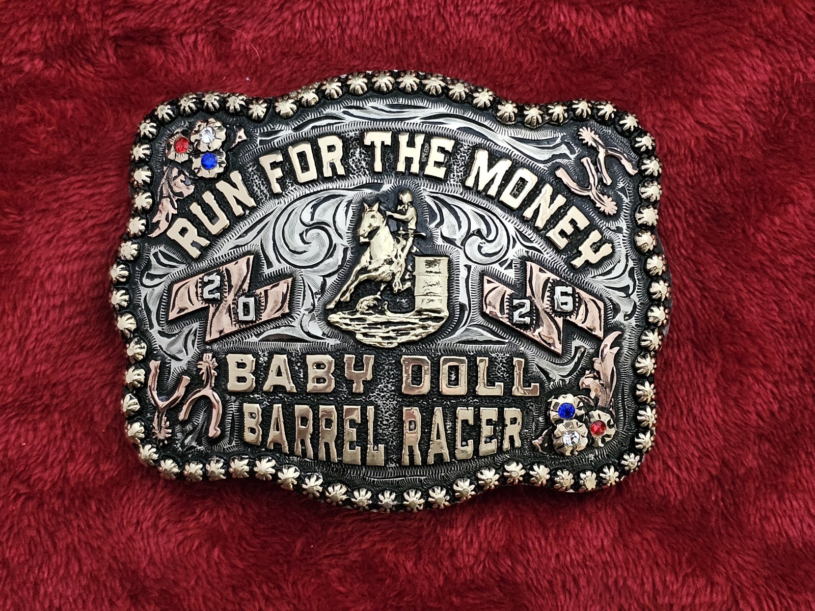 Barrel Racing X~TREME☆2026☆RODEO CHAMPION TROPHY BUCKLE☆Run For Money☆Rare☆X13