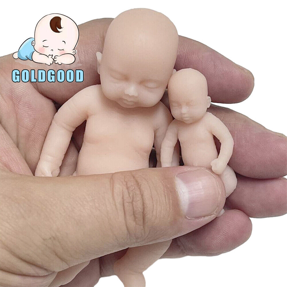2PCS/Set 1.9-3.9 inch Soft Silicone Mini Baby Doll Reborn Cute Boy & Girl Dolls