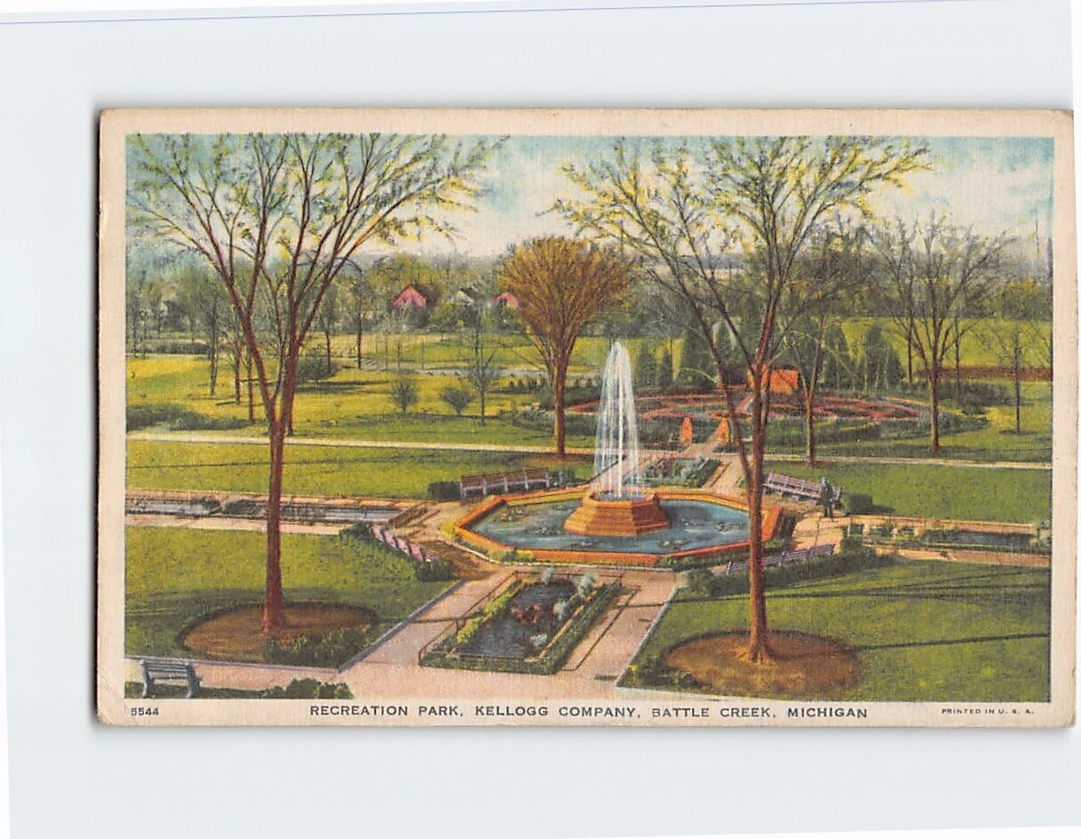 Postcard Recreation Park Kellogg Company Battle Creek Michigan USA