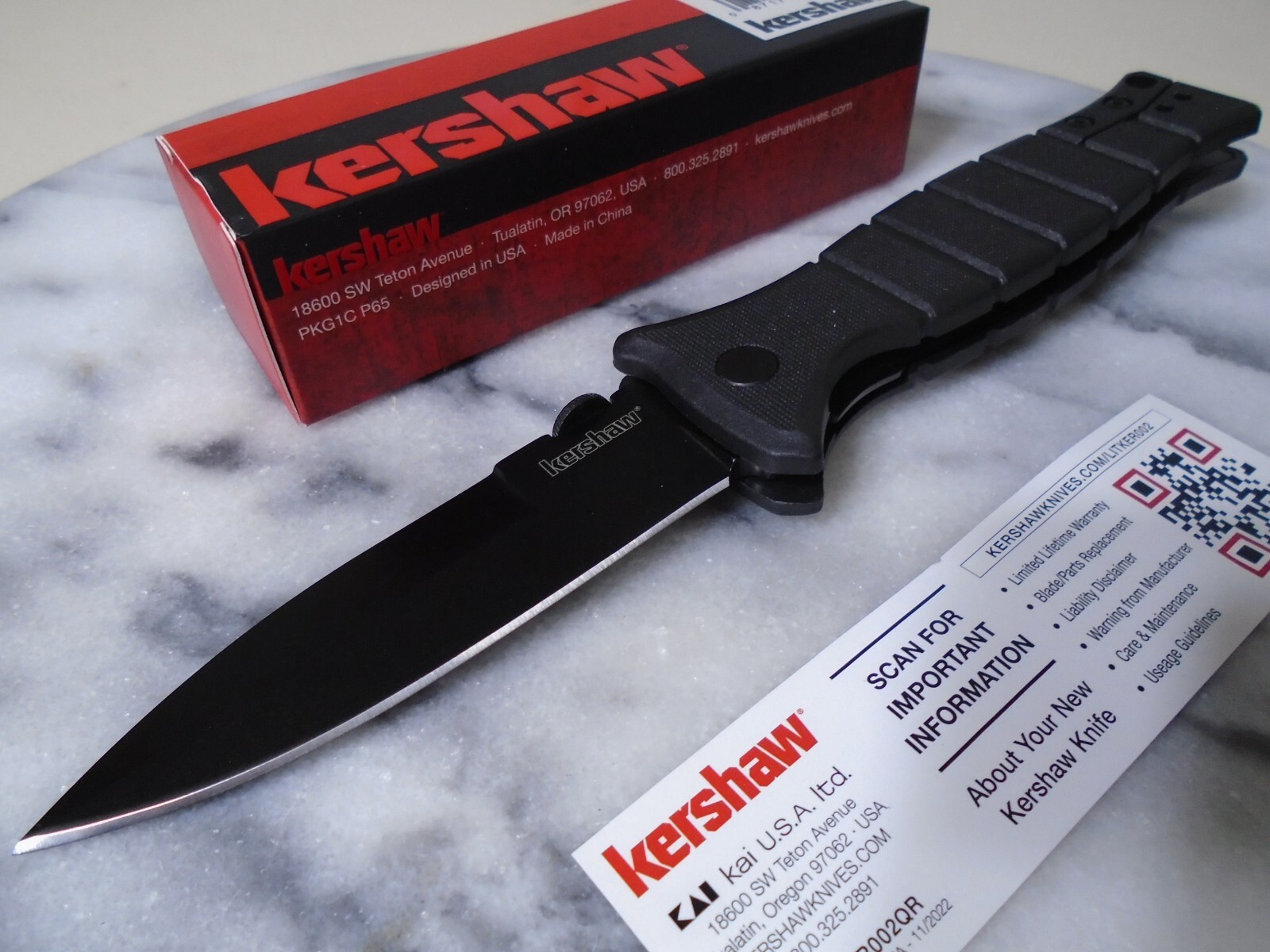 Kershaw XCOM Pocket Knife 8Cr13MoV George Design Black Dagger Folder 3425X New