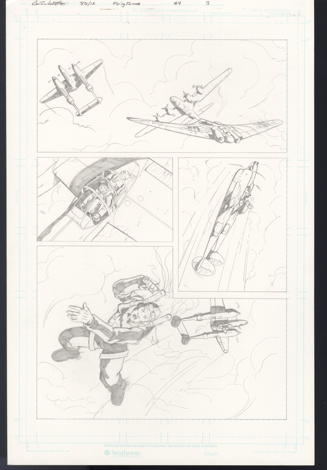Flying Fortress #4 Pg 3 Original Comic Art WWII B-17 Bomber Eric Weathers 2012
