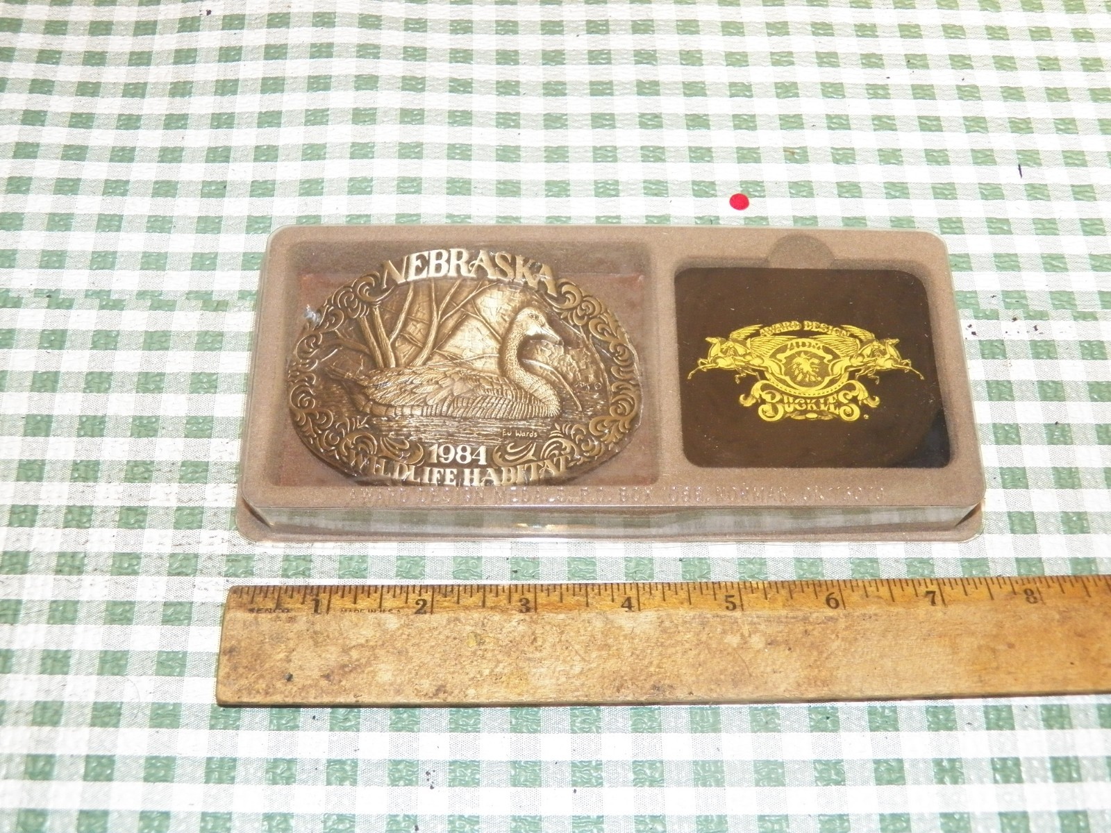 1984 NEBRASKA WILDLIFE HABITAT Brass Belt Buckle - Limited Edition - NOS Sealed