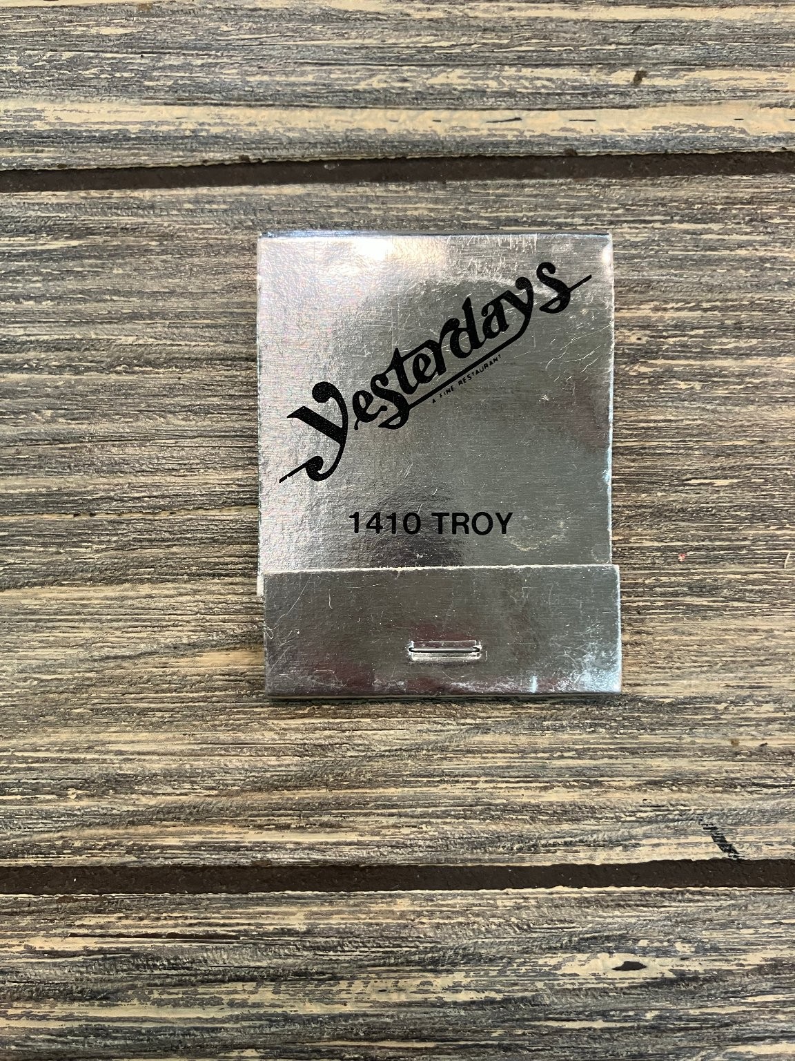 Yesterdays A Fine Restaurant Troy Vintage Silver Foil Matchbook